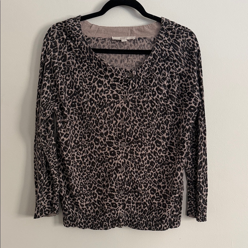 LOFT Animal Print  sweater - Black and Tan